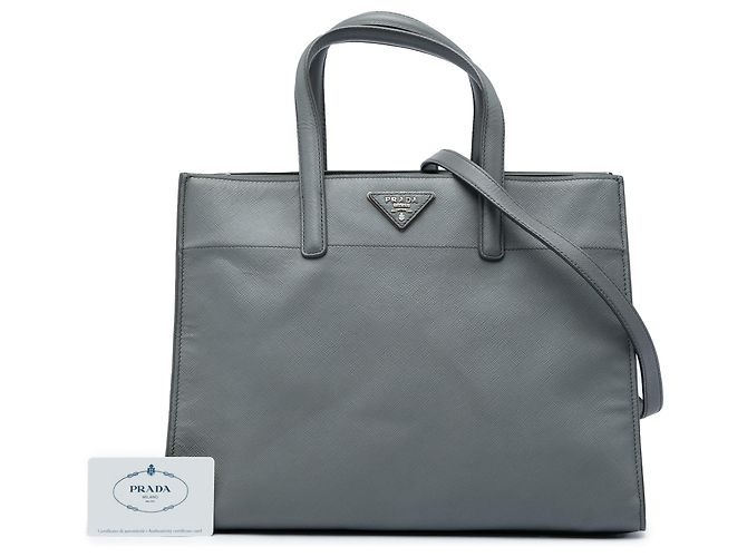 Borsa Tote Prada Saffiano Soft a tre tasche, Grigio - vista 7