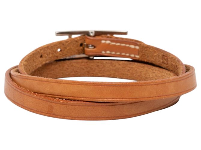 Bracciale Triple Tour Hapi 3 MM in pelle Swift marrone Hermès - vista 3