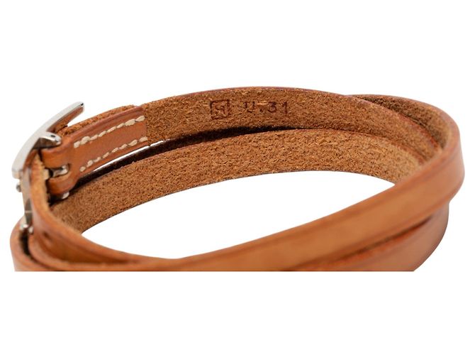 Bracciale Triple Tour Hapi 3 MM in pelle Swift marrone Hermès - vista 4
