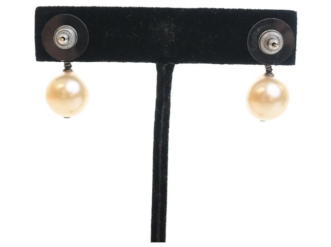 Orecchini a pressione Chanel CC in ottone argentato, strass e perle sintetiche Argento - vista 4