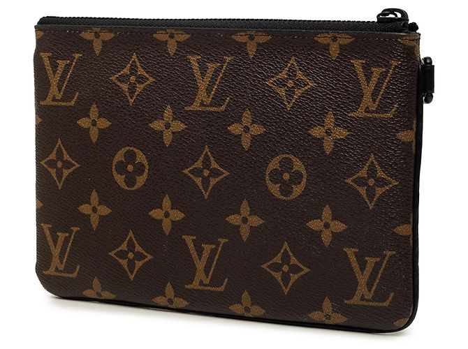 Borsa a pochette Louis Vuitton Monogram Logo Story Zipped Pouch MM Marrone - vista 2