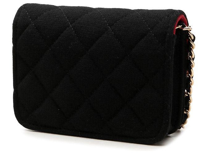 Sac bandoulière Chanel Mini CC Quilted Jersey VIP Flap Noir - vue 2