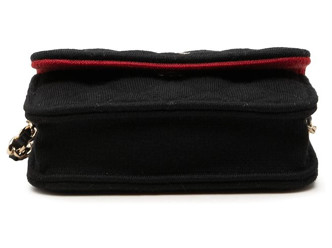 Sac bandoulière Chanel Mini CC Quilted Jersey VIP Flap Noir - vue 3