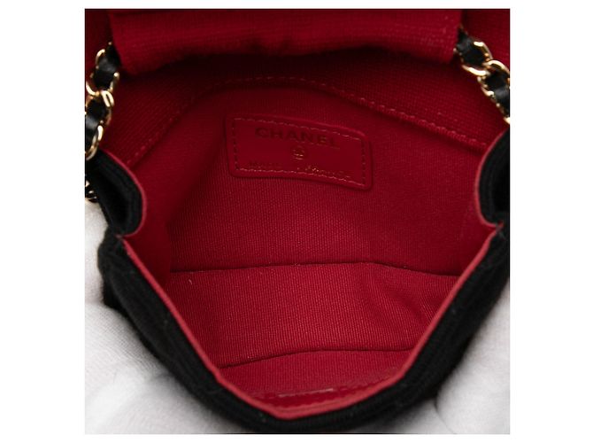 Sac bandoulière Chanel Mini CC Quilted Jersey VIP Flap Noir - vue 4