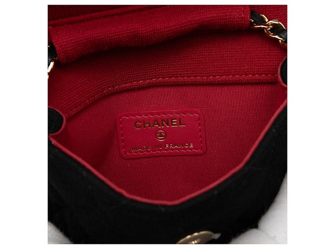 Sac bandoulière Chanel Mini CC Quilted Jersey VIP Flap Noir - vue 5