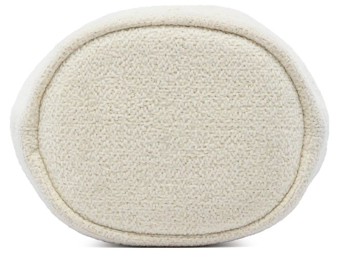 Borsa a secchiello Chanel Deauville Small in tweed bianco con coulisse - vista 3