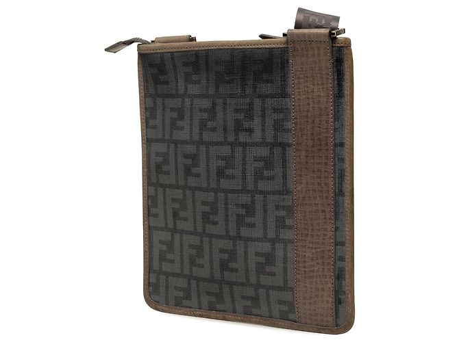 Borsa Messenger Piatta Fendi Zucca Spalmati Nera Nero - vista 2