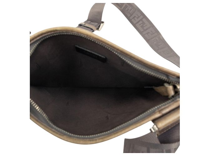 Borsa Messenger Piatta Fendi Zucca Spalmati Nera Nero - vista 4
