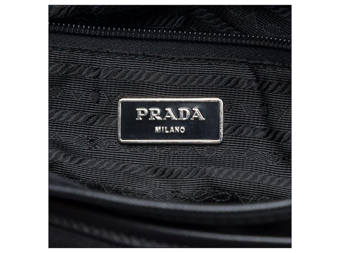 Bolsa Messenger Prada em Tessuto com acabamento em Saffiano e fivela, Preta Preto - vista 5