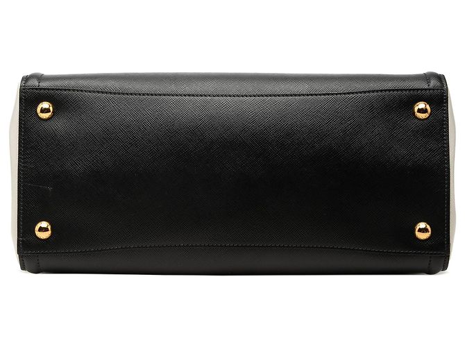 Borsa Prada Galleria Medium Bicolor in pelle Saffiano Lux Nera Nero - vista 3
