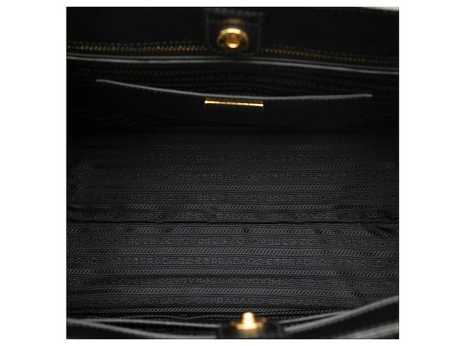 Borsa Prada Galleria Medium Bicolor in pelle Saffiano Lux Nera Nero - vista 4