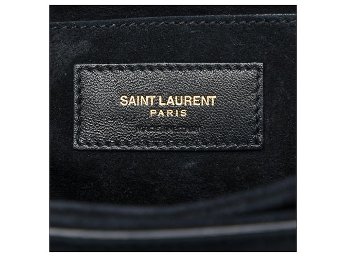 Borsa Bellechasse Saint Laurent Medium in pelle di vitello nera e camoscio leopardato Nero - vista 5