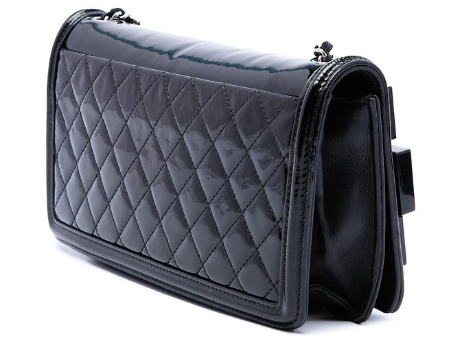 Borsa a tracolla orizzontale Boy Brick in vernice nera e acrilico con cristalli Chanel Nero - vista 2