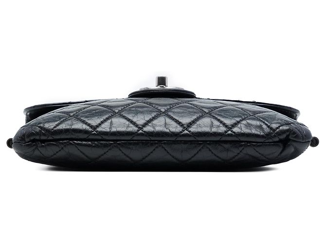 Borsa a tracolla Chanel CC trapuntata in vitello invecchiato goffrato LAX nera Nero - vista 3