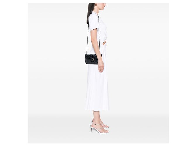 Borsa a tracolla Chanel CC trapuntata in vitello invecchiato goffrato LAX nera Nero - vista 7