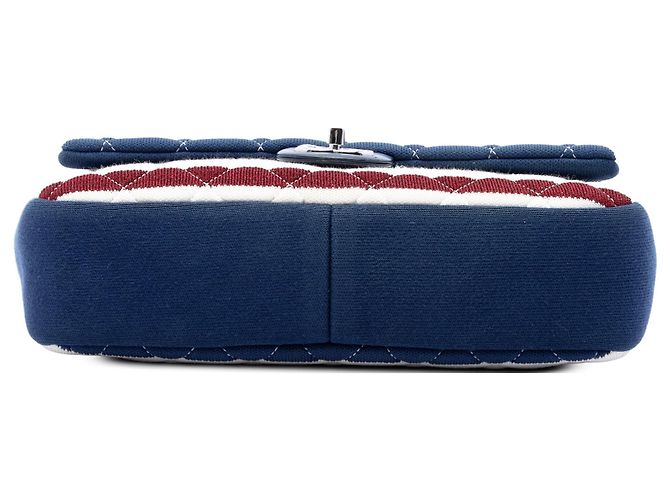 Borsa a patta Chanel Jumbo Stripe in jersey, feltro e corda, bianca Bianco - vista 3