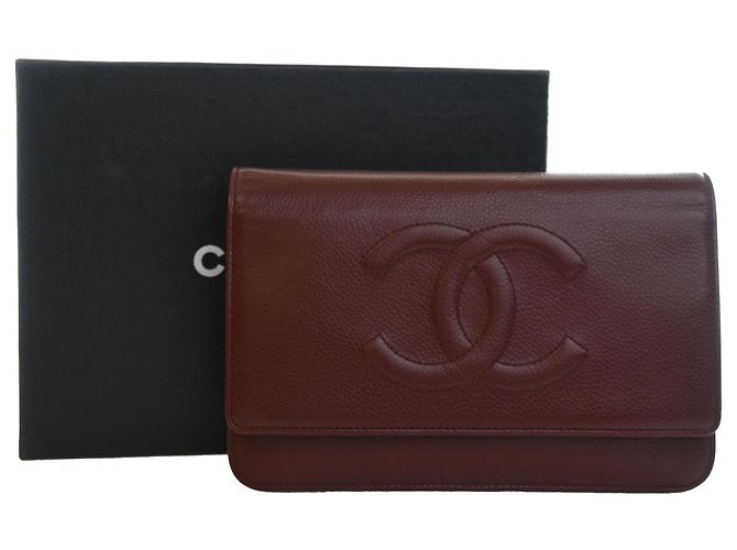 Borsa a tracolla Chanel CC Caviar Wallet On Chain rossa Rosso - vista 14