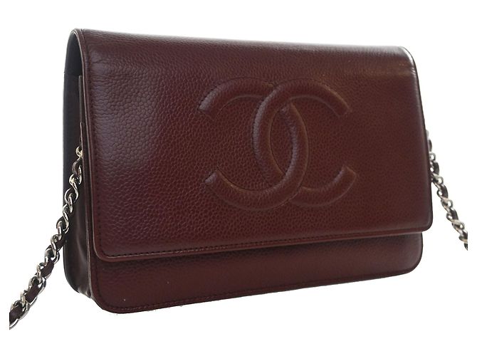 Borsa a tracolla Chanel CC Caviar Wallet On Chain rossa Rosso - vista 2