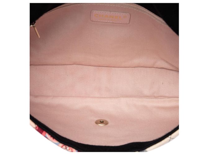 Borsa a tracolla Single Flap Chanel Jumbo in nylon stampato e patchwork di jersey nera Nero - vista 4