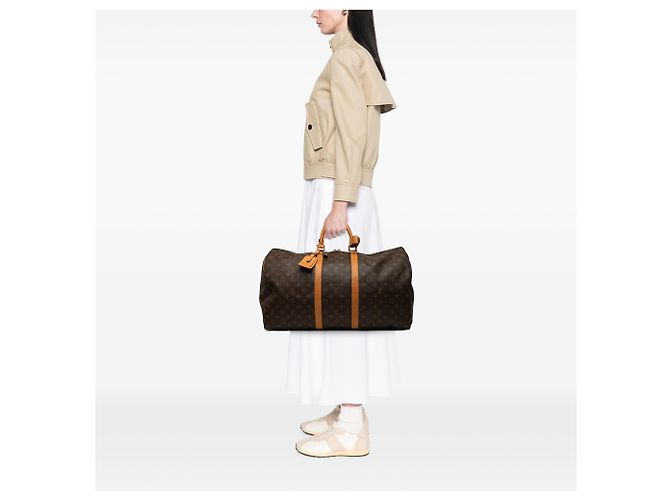 Borsa da viaggio Louis Vuitton Monogram Keepall 55 Marrone - vista 8
