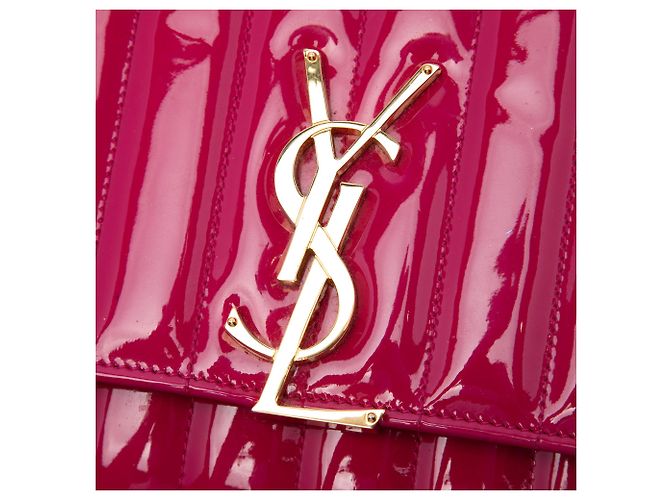 Borsa a tracolla Vicky Medium in vernice rosa Saint Laurent - vista 5