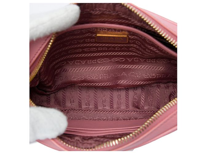 Mini borsa a tracolla Prada Saffiano Lux rosa - vista 4