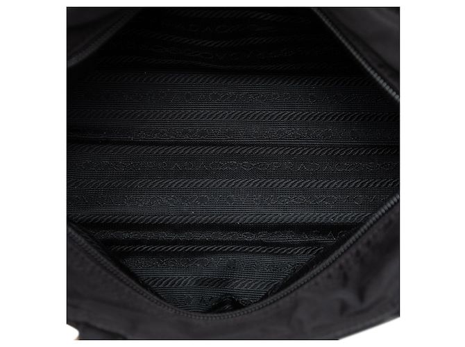 Borsa a mano Prada Tessuto nera con manico in metallo Nero - vista 4