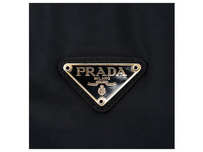 Borsa a mano Prada Tessuto nera con manico in metallo Nero - vista 5