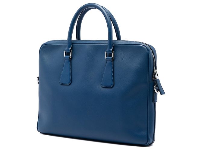 Borsa business Prada Saffiano a righe blu - vista 2