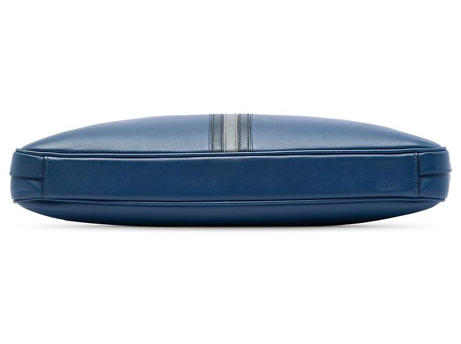 Borsa business Prada Saffiano a righe blu - vista 3