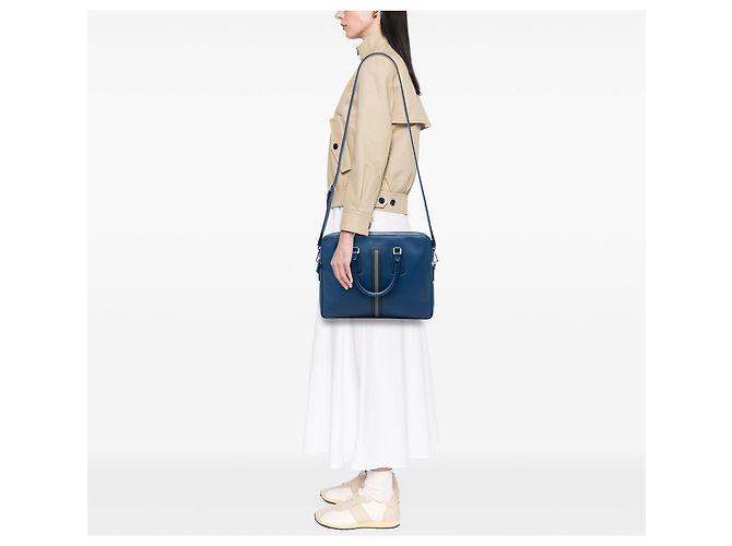 Borsa business Prada Saffiano a righe blu - vista 5
