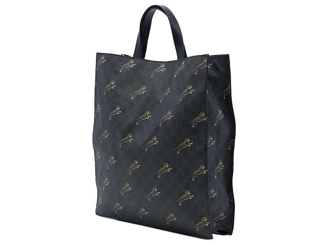 Borsa Tote convertibile morbida Gucci GG Supreme Web Tiger nera Nero - vista 2