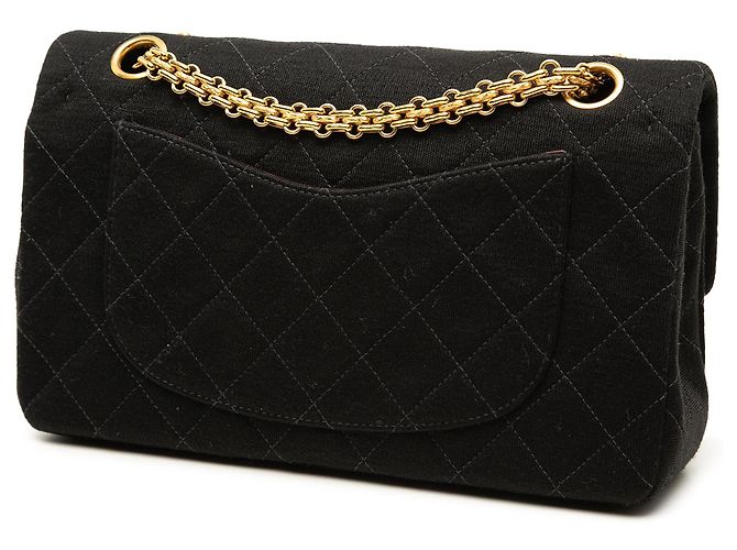 Borsa a tracolla Chanel Small Classic Jersey Double Flap Nera Nero - vista 2