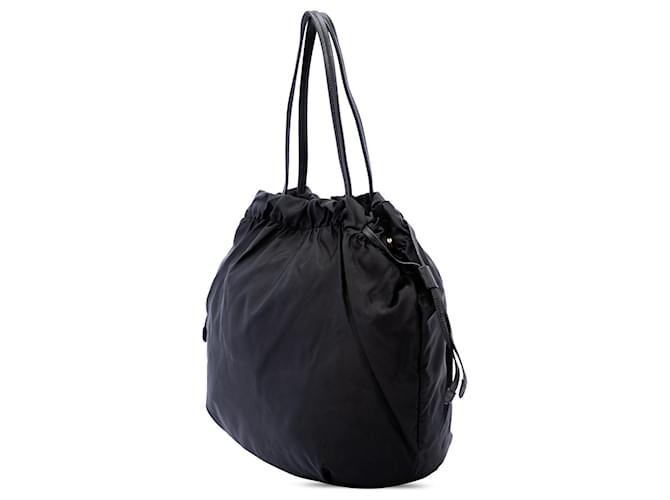Borsa Tote Prada Tessuto Canapa Logo Nera Nero - vista 2