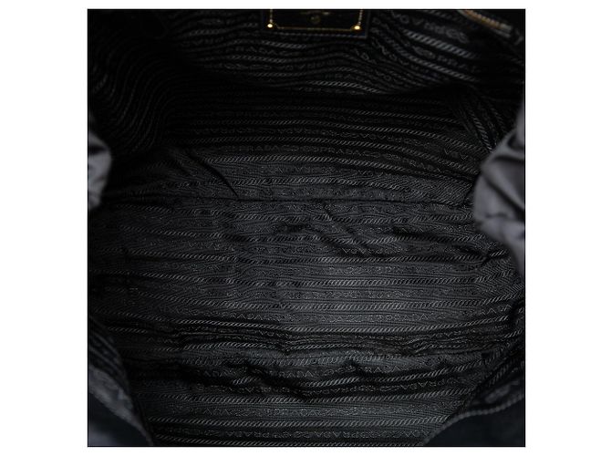 Borsa Tote Prada Tessuto Canapa Logo Nera Nero - vista 4