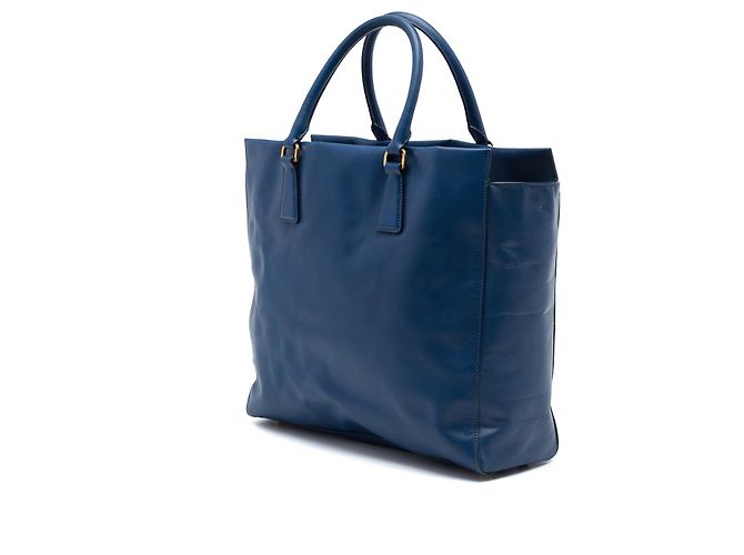 Borsa Tote Aperta Prada Saffiano Lux Blu - vista 2
