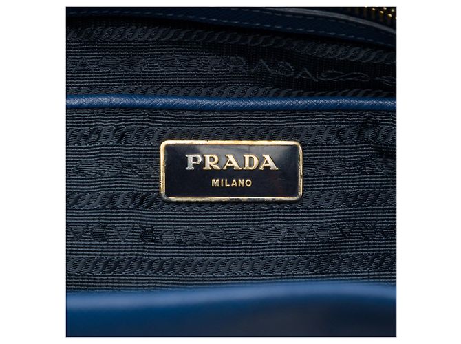 Borsa Tote Aperta Prada Saffiano Lux Blu - vista 5