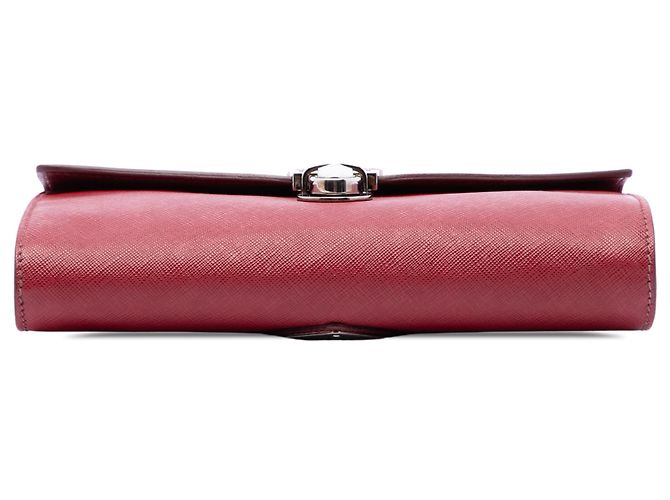 Prada Saffiano Envelope Pushlock Clutch Rot - Ansicht 3