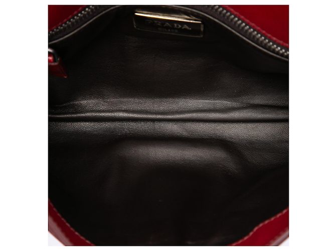 Prada Saffiano Envelope Pushlock Clutch Rot - Ansicht 4