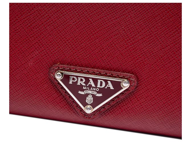 Prada Saffiano Envelope Pushlock Clutch Rot - Ansicht 5