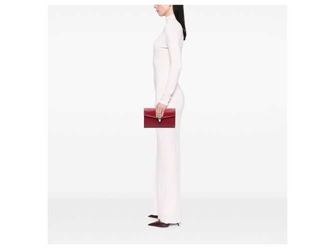 Prada Saffiano Envelope Pushlock Clutch Rot - Ansicht 6