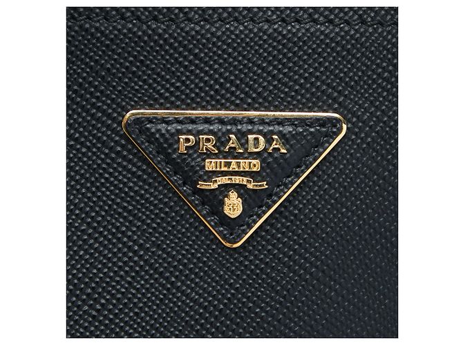 Borsa Double Satchel Prada Medium in pelle Saffiano nera Nero - vista 5