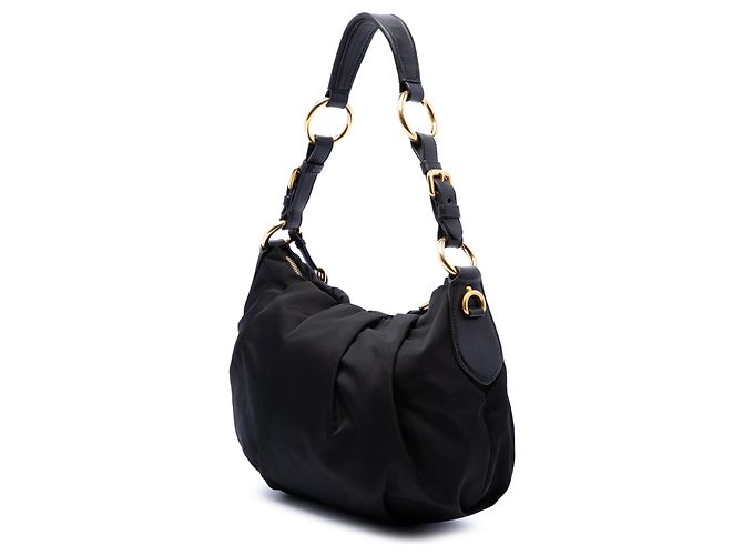 Borsa Hobo plissettata Prada Tessuto nera Nero - vista 2