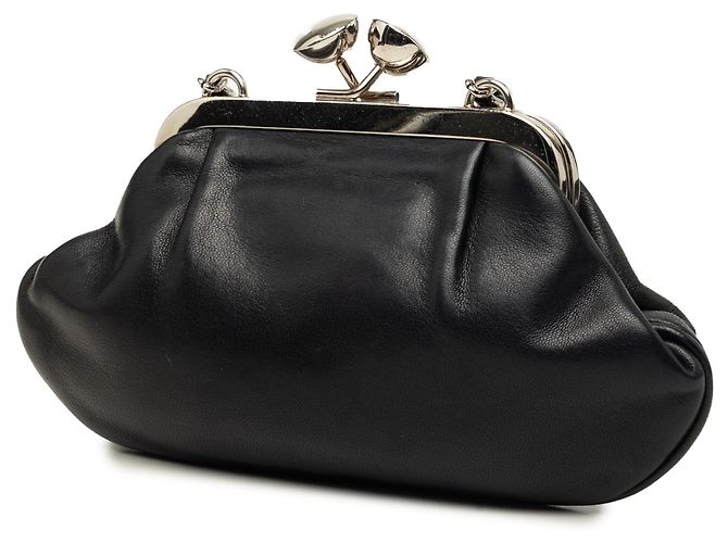 Clutch da sera Chanel CC in pelle di agnello nera con chiusura a bacio e catena Nero - vista 2