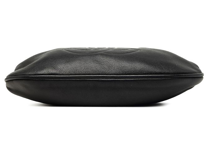 Clutch da sera Chanel CC in pelle di agnello nera con chiusura a bacio e catena Nero - vista 3