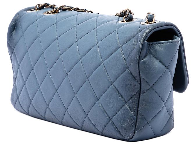 Borsa a tracolla Chanel CC in vitello trapuntato blu ombre - vista 2