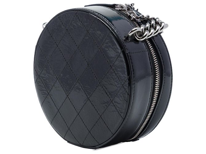 Borsa Satchel Chanel CC Round as Earth in vernice nera Nero - vista 2