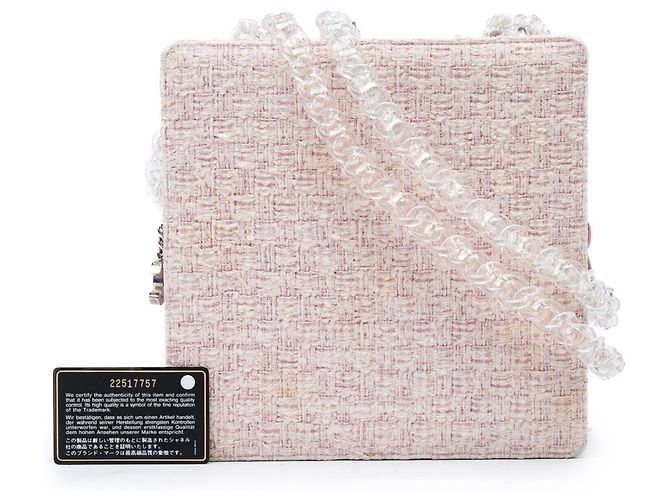 Borsa a tracolla Fantasy Chanel Square Tweed PVC con catena, rosa - vista 7