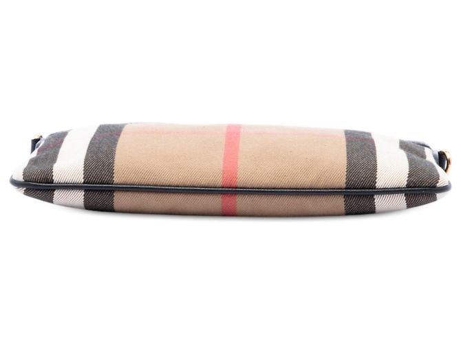 Borsa a tracolla Burberry Mega Check Canvas Derby Peyton Marrone - vista 3