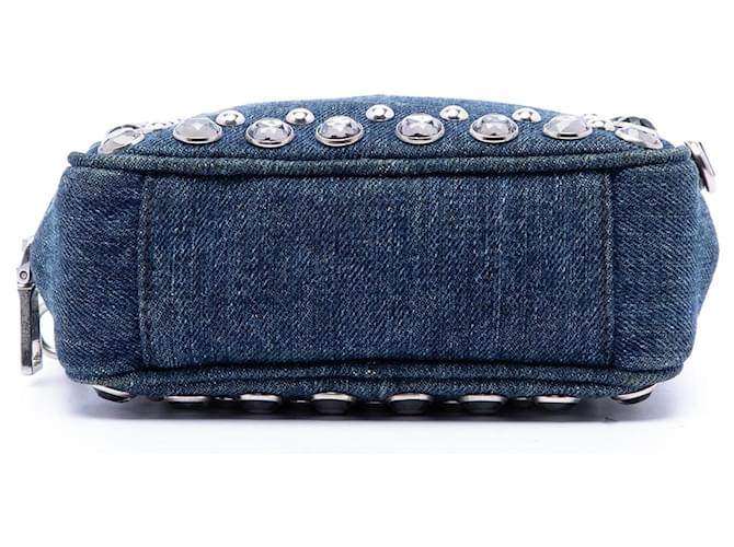 Borsa Camera Prada Mini in Denim Blu con Borchie Bijoux - vista 3